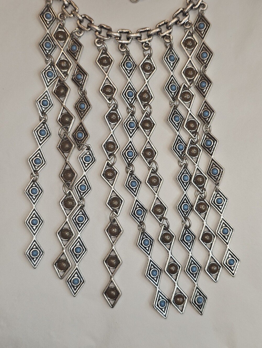 Premier Designs-Silver-Tone Geometric Fringe Necklace - Women's Jewelry